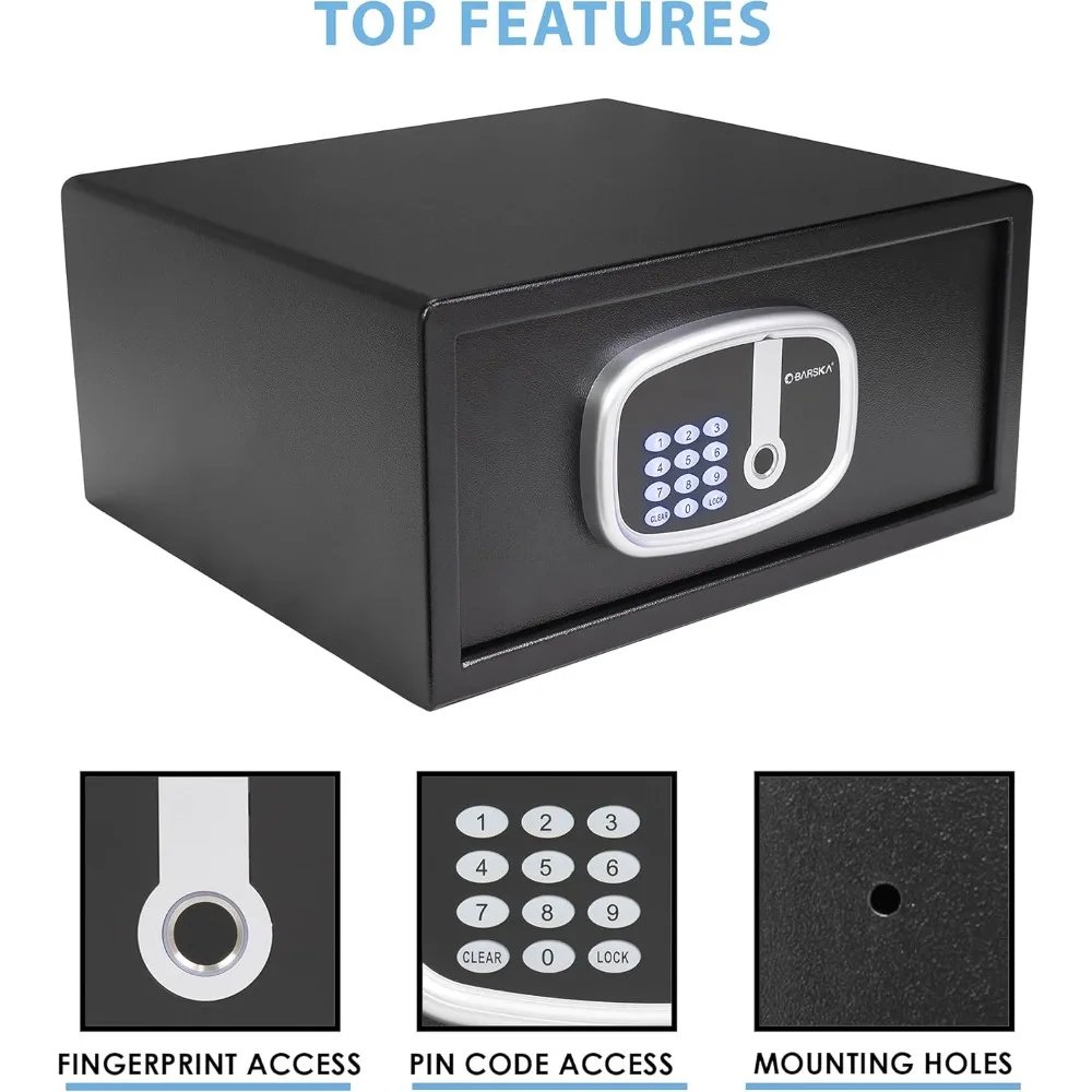 0.85 Cu Ft Digital Biometric Safe with Keypad – Fingerprint Scanner, ADA Compliant LED Display, Interior Light, Motorized Steel