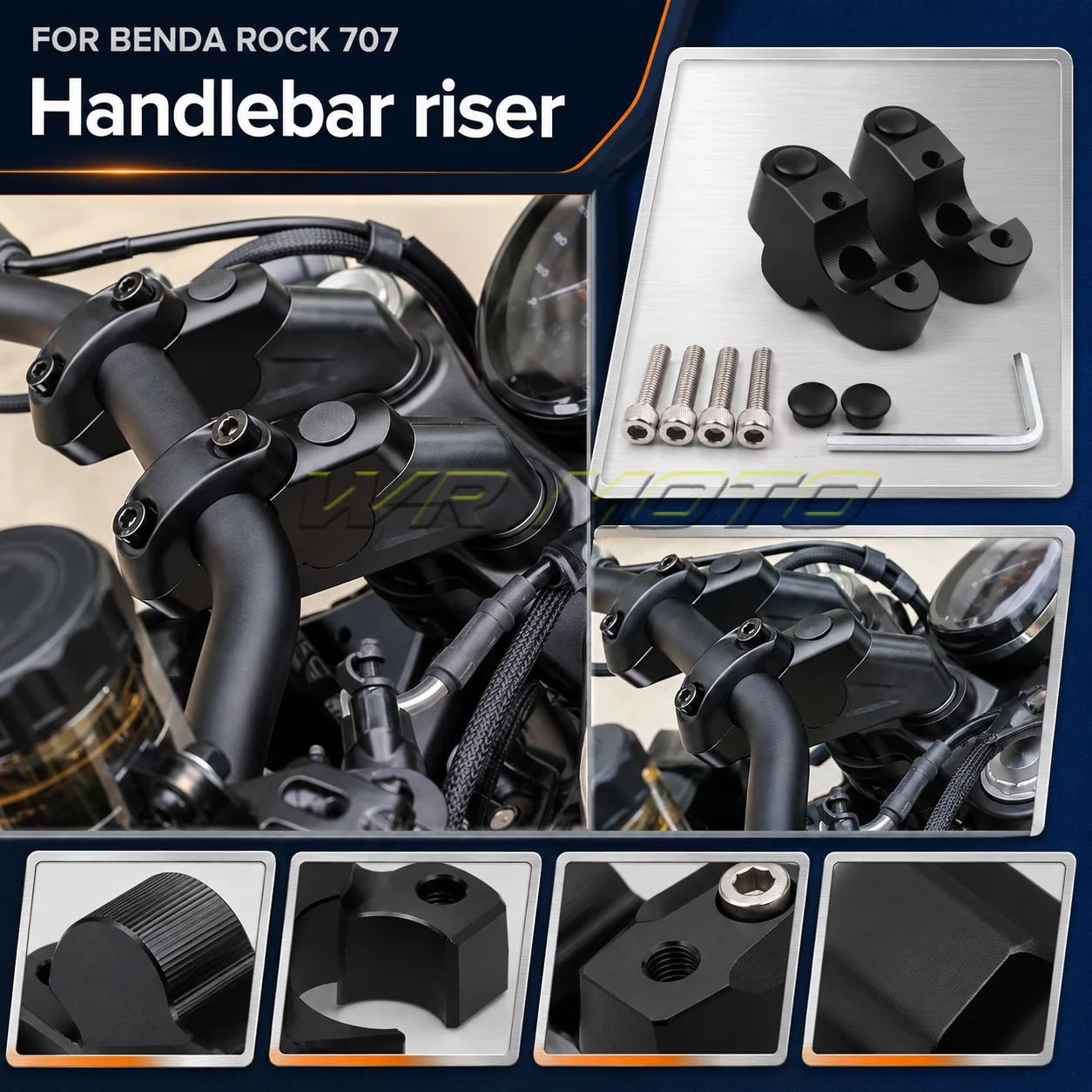 Handlebar Riser Spacer Block Height‑Increase Rear‑Shift Base Adapter Fit For BENDA ROCK 707 Motorcycle Mod Accessories