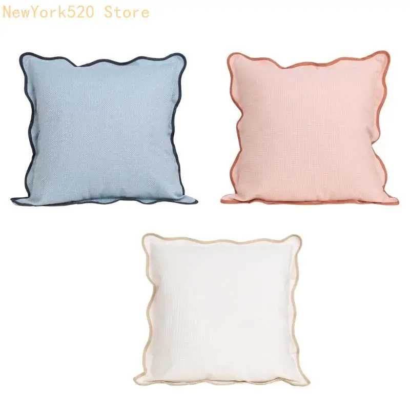 Living Space Throw Pillow Cover 45cm/17.72inch Square Decorative Slipcover with Trim Textured Finish for Seating N84C