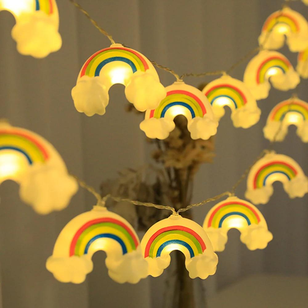 USB Cloud Rainbow Fairy Light String Warm White Light Decoration Light String for Children's Bedroom Christmas Decor