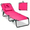 

Gymax 5-Position Lounge Chair Adjustable Beach Chaise W/ Face Cavity & Pillows