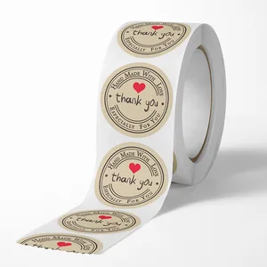 Kraftpapierhandwerk mit Liebe, Dankesaufkleber, DIY -Dekorationsetikett, perfekt für schmuddelige Geschenke und Kochen, 500pcs 12 Hauptverkäufe für sich selbst zu testen, danke - №1
