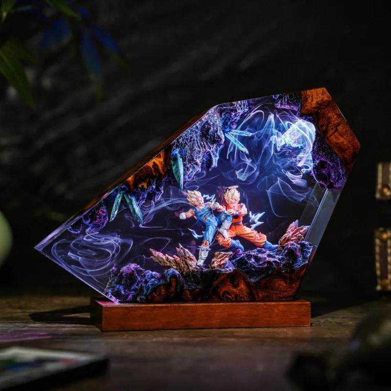 

Magical glowing desktop ornaments, anime desktop decorations featuring characters and statues, anime fan collectibles