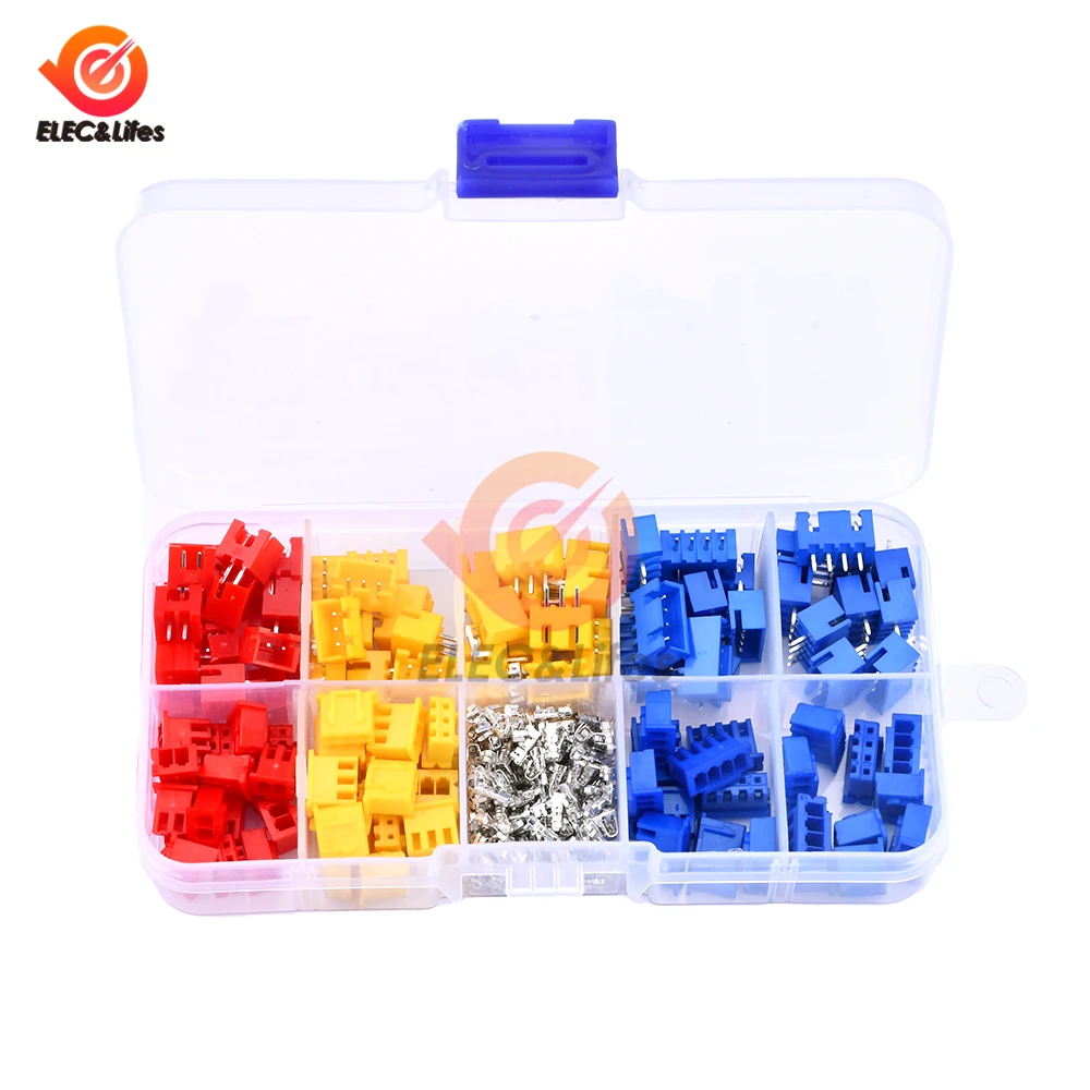 230/320pcs Color terminal 2P 3P 4P 5Pin XH2.54mm Spacing Terminal Connector Adaptor Rubber Housing Needle Seat Kit