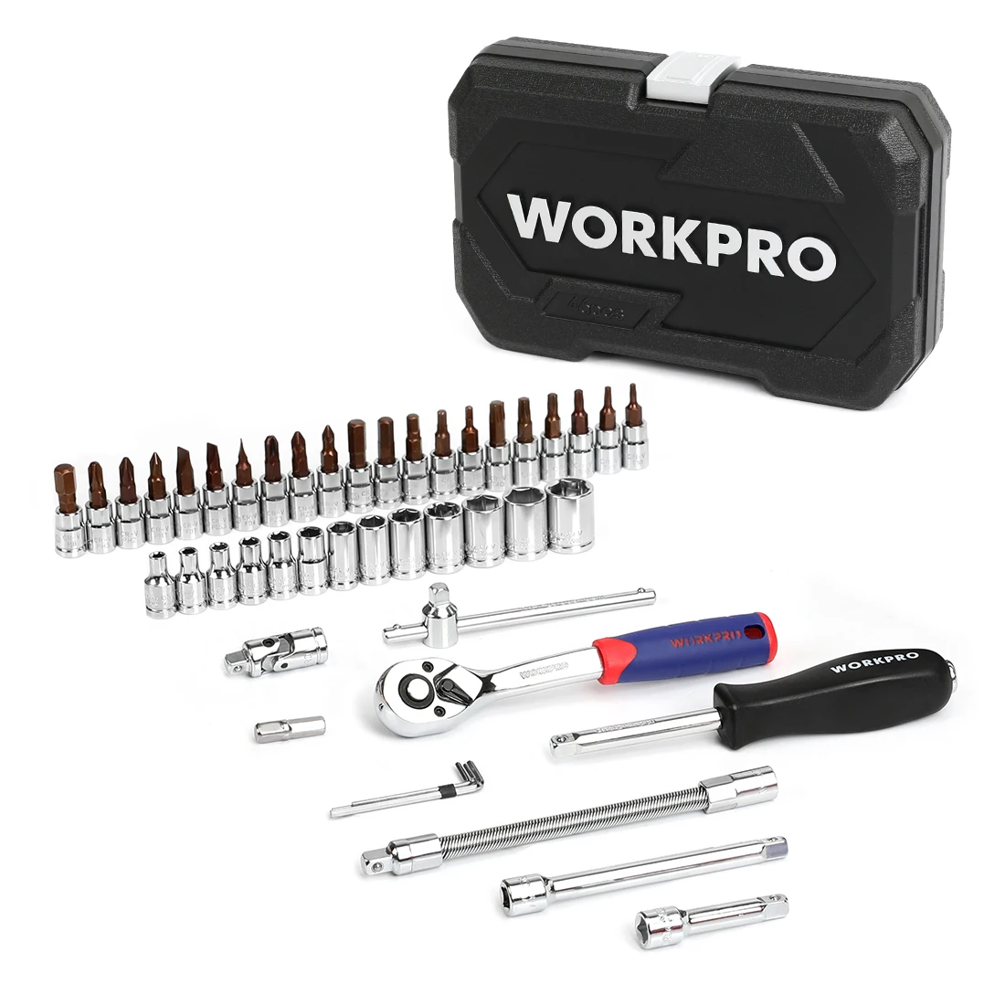 WORKPRO 35 Chiếc Dụng Cụ Cho Dụng Cụ Sửa Xe Bộ Ổ Cắm Hệ Mét 1/4 "Ổ Bánh Cóc Tay Cầm Cờ Lê