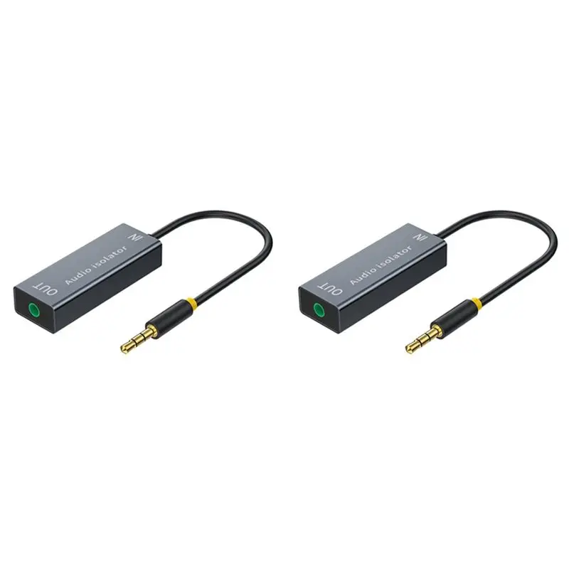 2Pcs 3.5Mm Audio Isolator Speaker Line Isolator For Stereo Audio System Noise Reducer Filter Ground Loop Noise Isolator