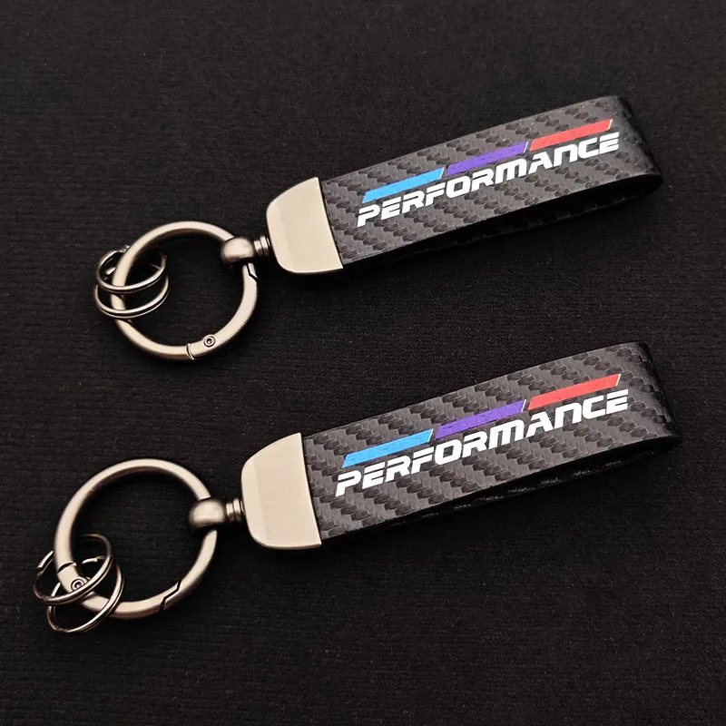 

High Quality Fashion Carbon Leather Car Keychain Luxury Key rings For BMW M AMG Series Golf R Audi S RS Universal Accessories