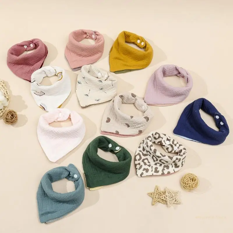 

Y4UD Newborn Feeding Bib Button Baby Bib Neutral Gender Bandanas Teething Bib