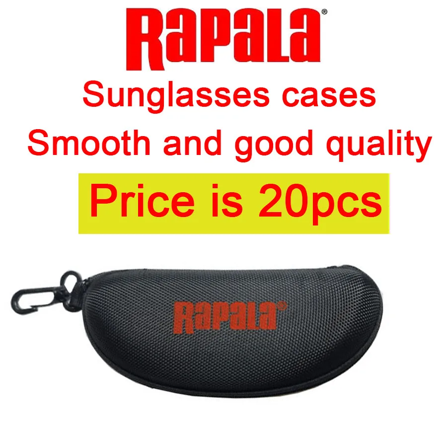 

20pcs Rapala brand sunglasses cases zip case smooth and good quality black sunglass case