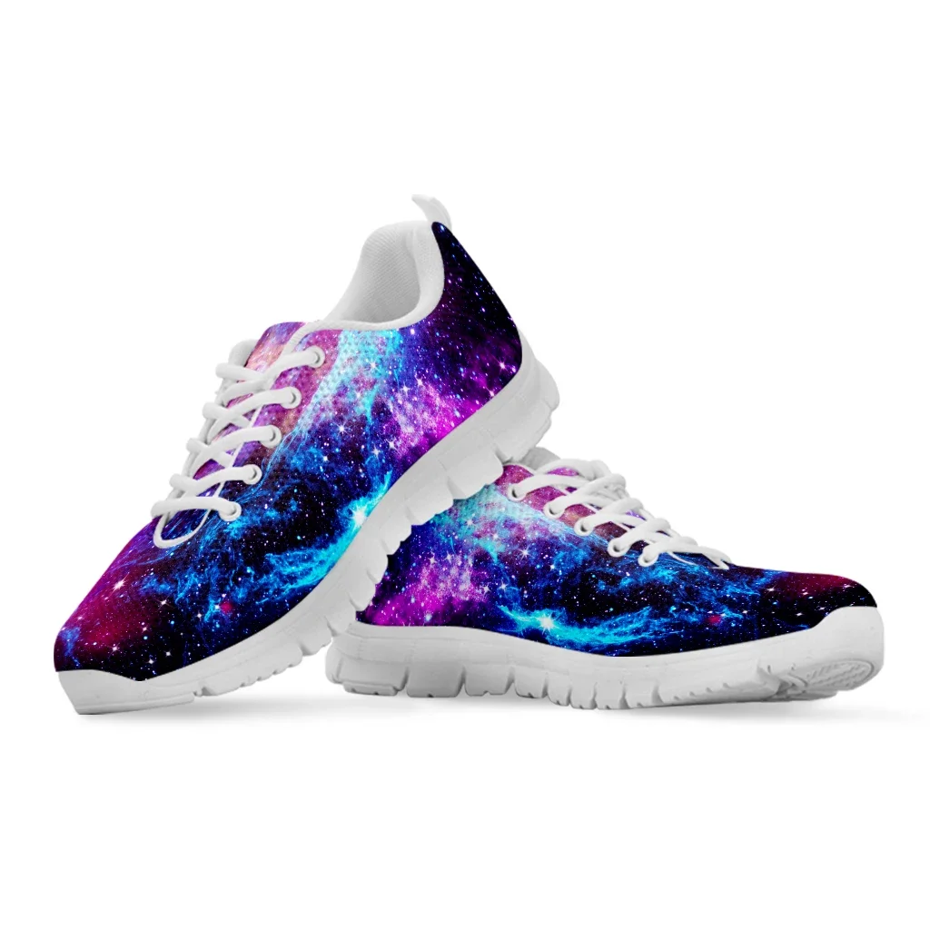 Pretty Galaxy 3D impresso Mesh Sneaker para mulheres, Sapato plano feminino confortável e leve, Calçado de ar respirável, Ace Up