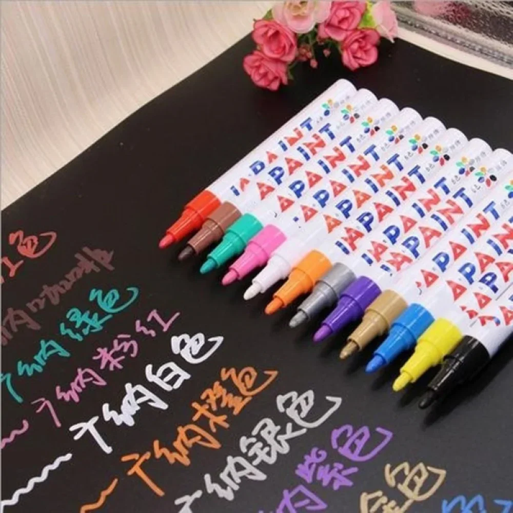 12PCS White Paint Markers Fine Tip Permanent Markers for Graffiti Art Projects DIY Crafts School Office Supplies