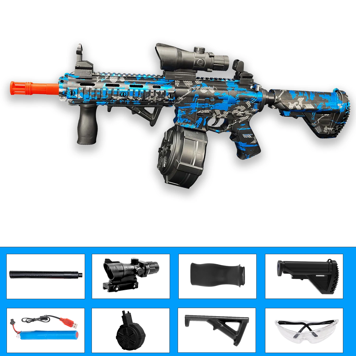 Elektryczny pistolet na żel M416! Pistolet na kulki, automatyczny i pełnoautomatyczny pistolet na kulki splatter, idealny do gier strzeleckich na świeżym powietrzu (bez pocisków)