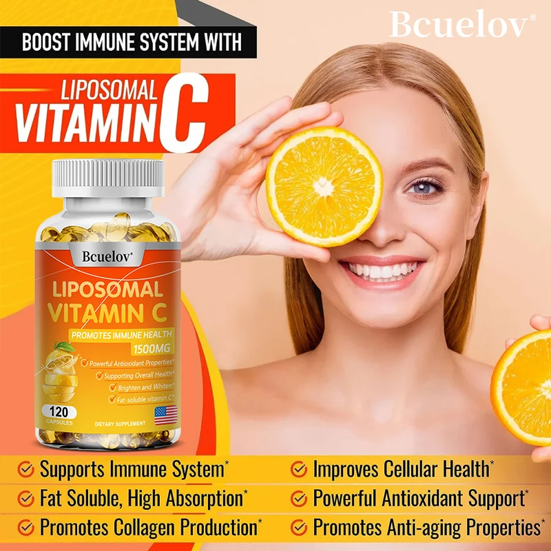 Vitamin C Capsules - Powerful Antioxidant Support Improves Cellular Health Promotes Collagen Production Promotes Skin Radiance