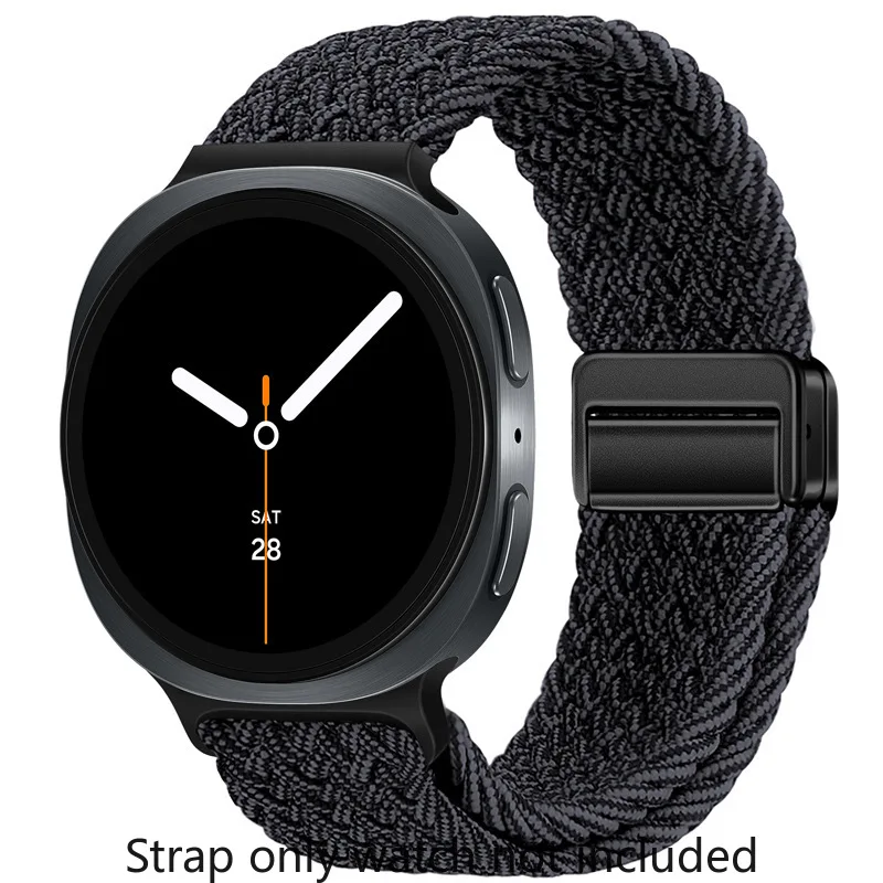 Geflochtenes Solo-Loop-Armband aus Nylon, geeignet für Samsung Galaxy Watch 8 40 mm/44 mm, Magnetband für Galaxy Watch 8 Classic Correa