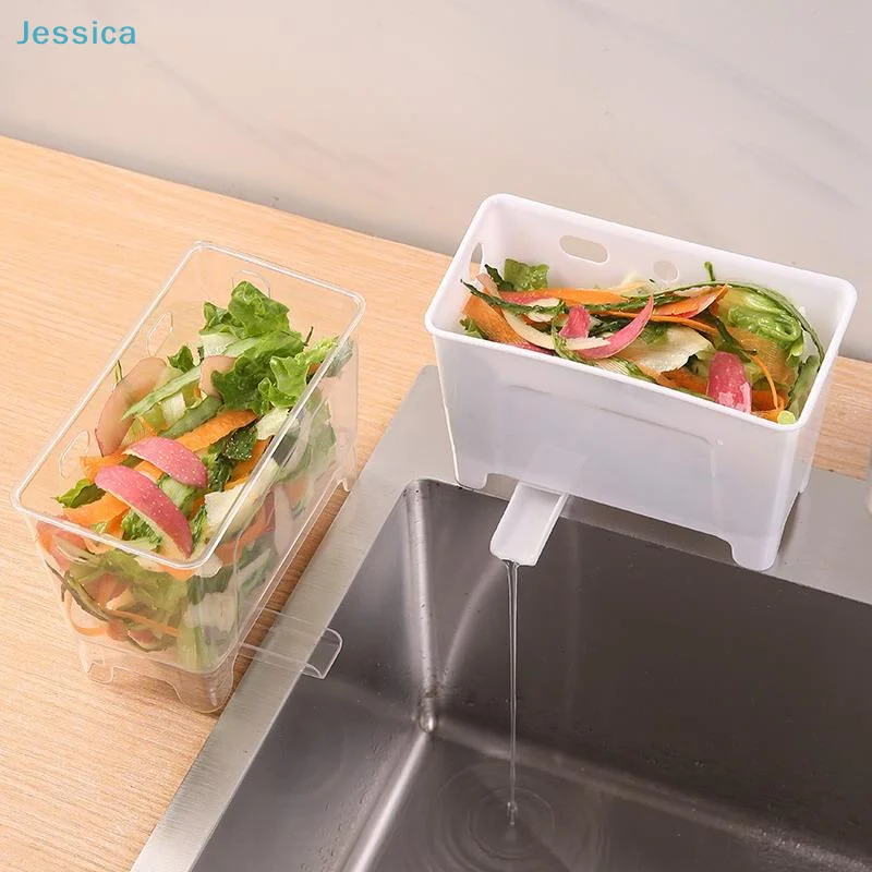 

♥Drainable Kitchen Trash Storage Box - Multi-Use Food Waste Container for Sink, Wall-Mounted or Fish Tank Filter