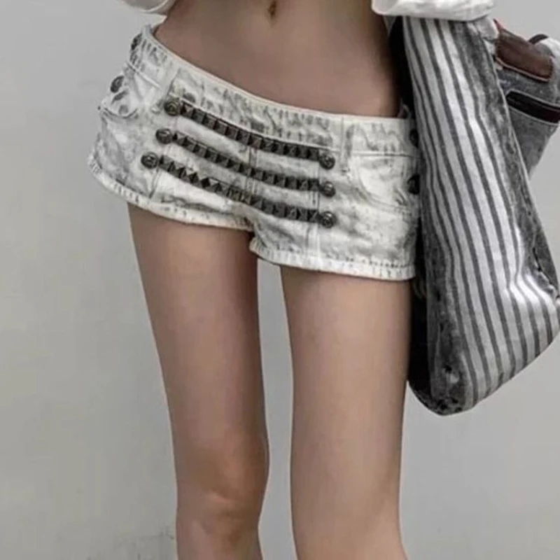 

High Street Design, Metal Decoration Jeans, Children's Spring and Summer Low Waist Slimming Pants