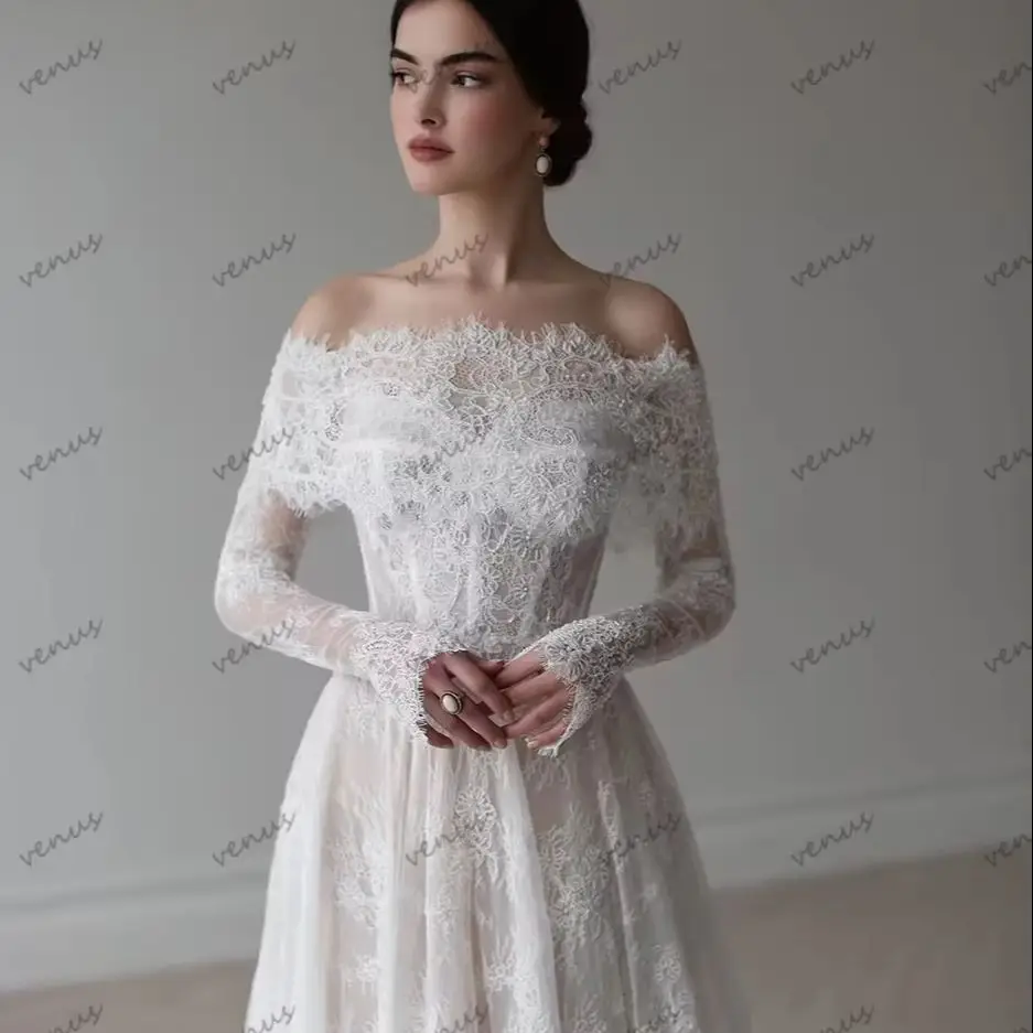 

Glamorous Wedding Dresses Charming Bridal Gowns Elegant A Line Lace Tiered Robes For Formal Party Vestidos De Novia Customized