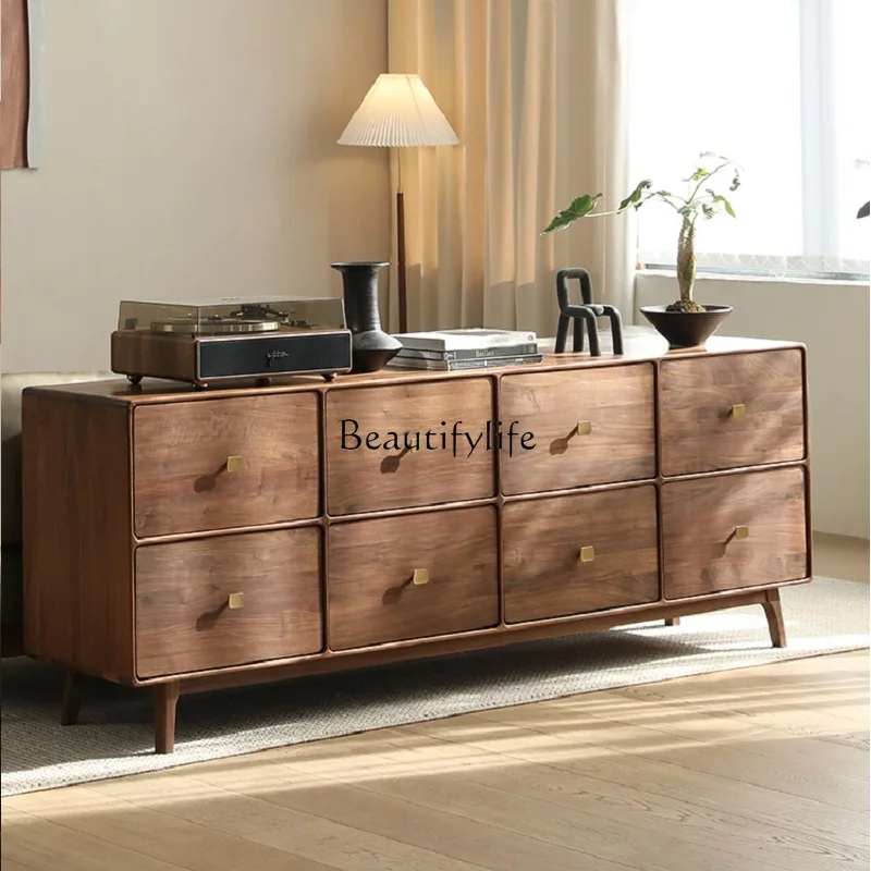 

North American black walnut TV cabinet living room storage solid wood audio-visual cabinet