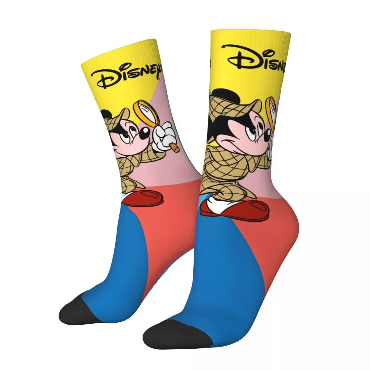 Happy Funny Detective Men's Socks Retro Harajuku Disney Mickey Mouse Hip Hop Novelty Pattern Crew Crazy Sock Gift Printed