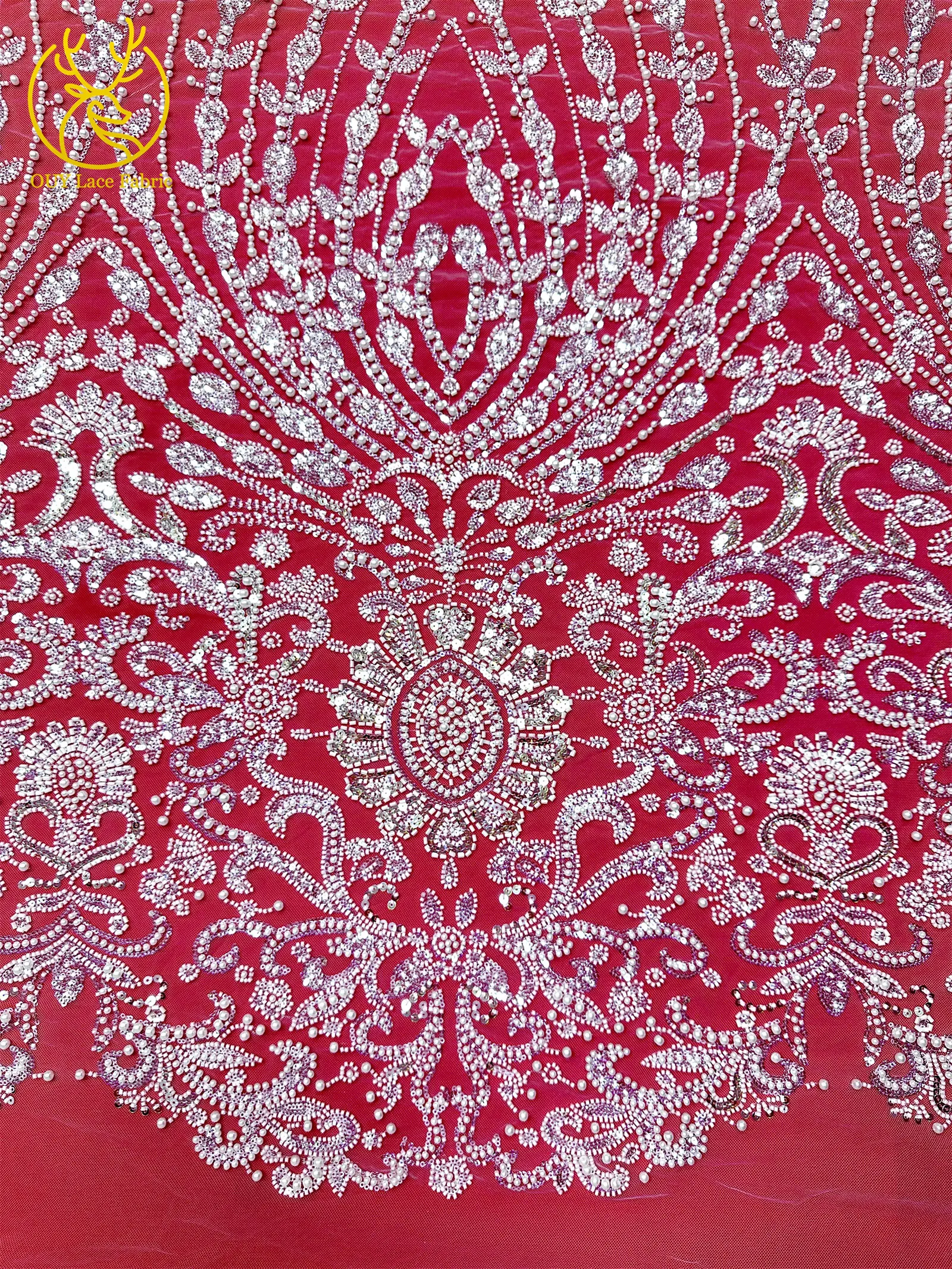 Grüner afrikanischer Perlen-Spitzenstoff 2026, hochwertiger nigerianischer, mit Pailletten bestickter Spitzenstoff, ideal für Hochzeits-Party-Kleider – Detail 12