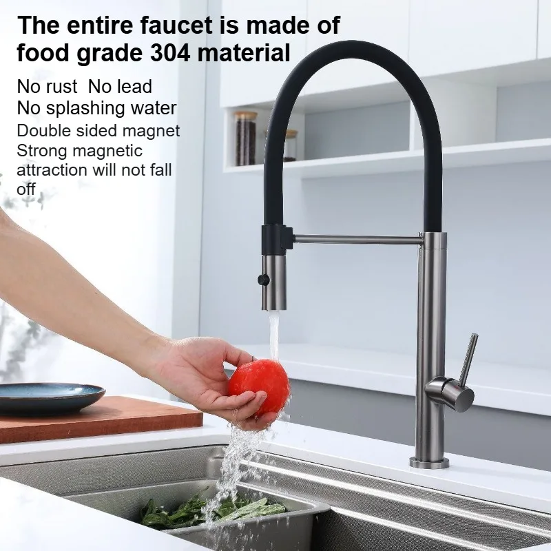 

Kitchen Faucet Magnetic Double-outlet Cold and Hot Water, Vegetable Washing Basin, Sink, Splash-proof, Universal Rotating