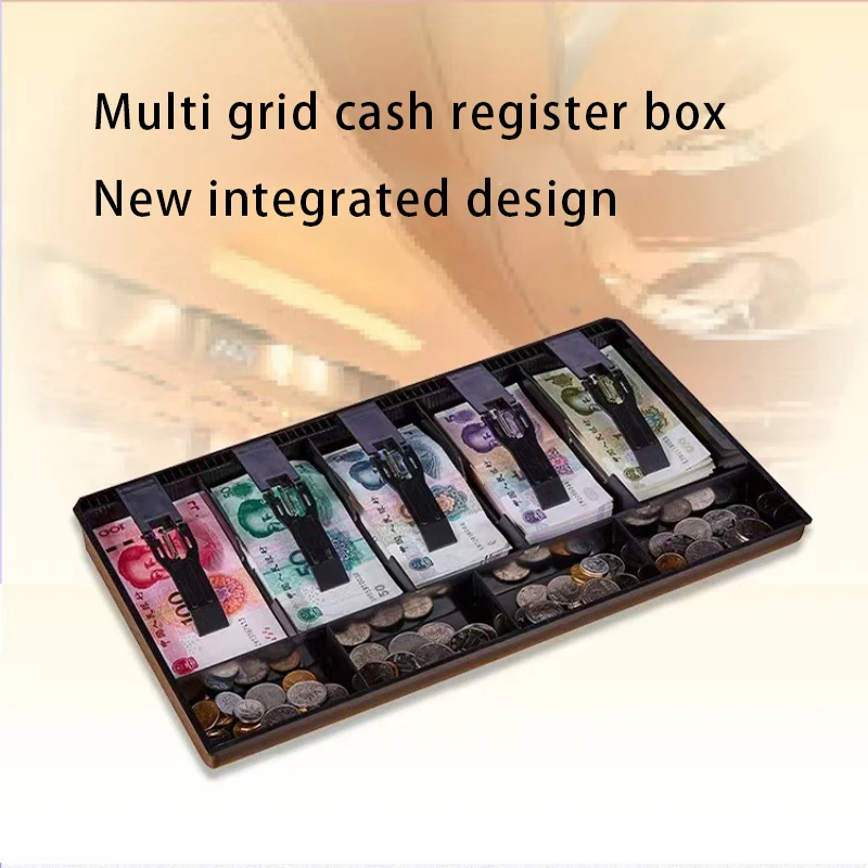 

Cashier Organize Box, 5 Grid Commercial Drawer Cashier Box Cash Storage Box for Supermarket Store, Money Coins Container