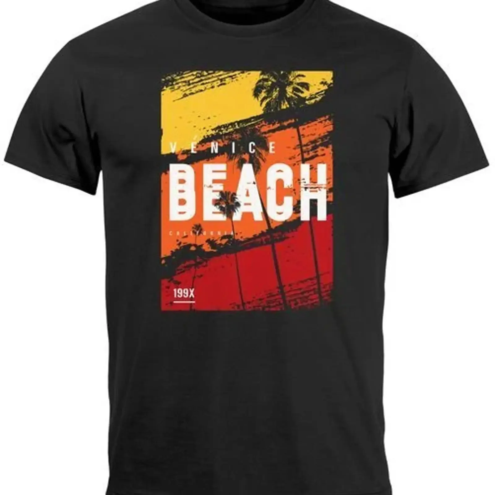 Herren T Shirt Sommer Venice Beach Surfing Motiv Aufdruck Strand Palmen Fashion Bild 1 von 2 vintage Washed streetwear