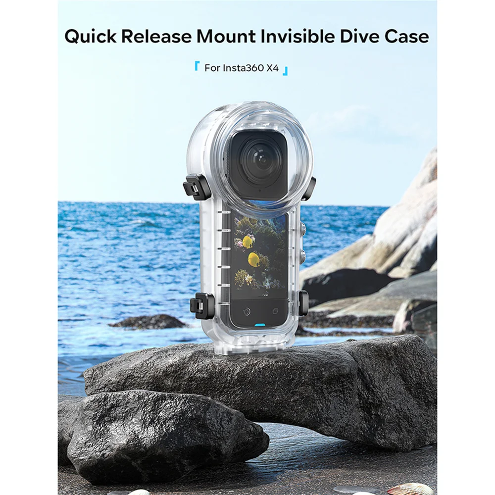 ل Insta360 X4 50m حافظة واقية مقاومة للماء سريعة الإصدار جبل غير مرئية الغوص الملحقات