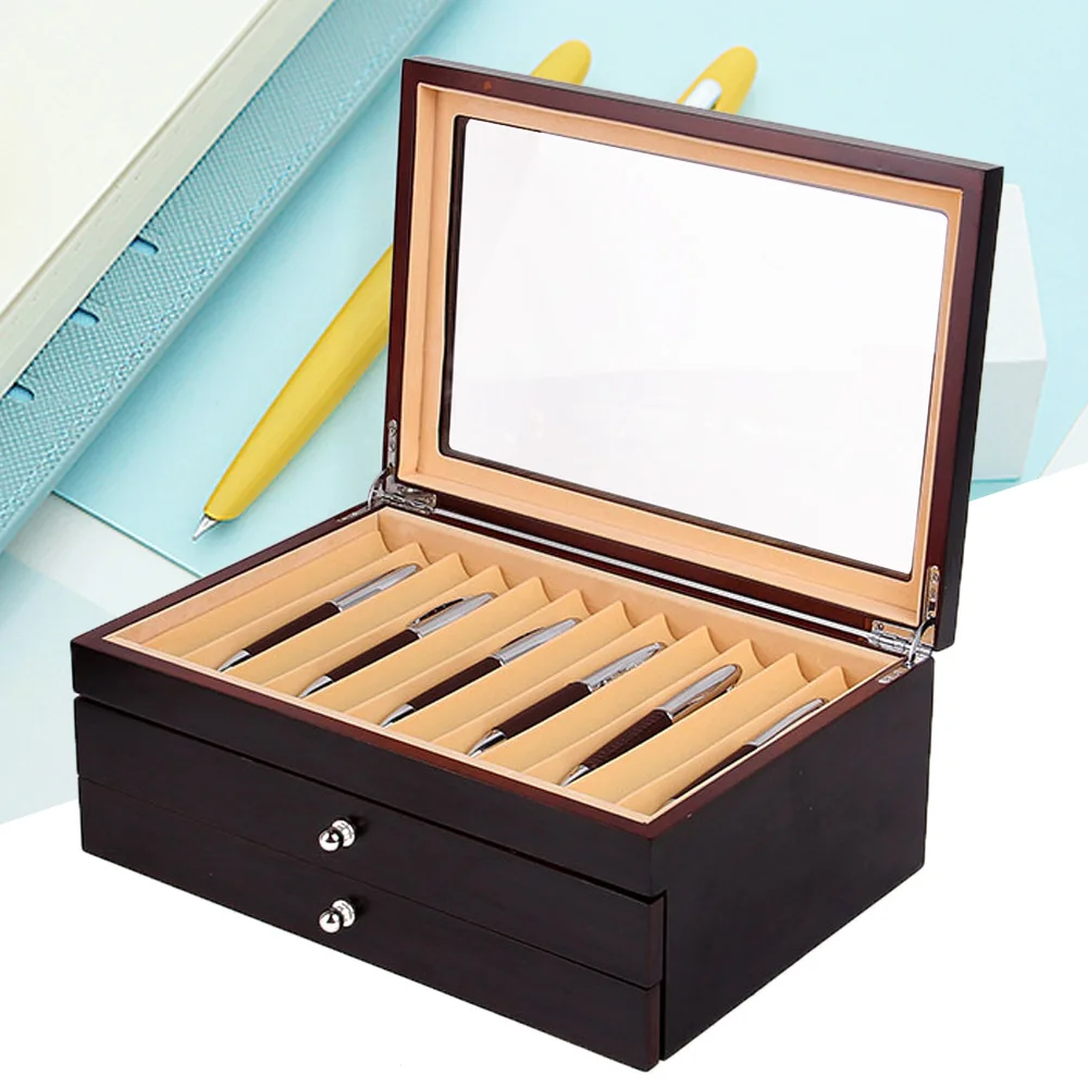 Pen Display Case 3 Layer Large Capacity Pen Storage Box, Retro Collection Box, Pens, Ballpoint Pens, Marker  Pens Display Box