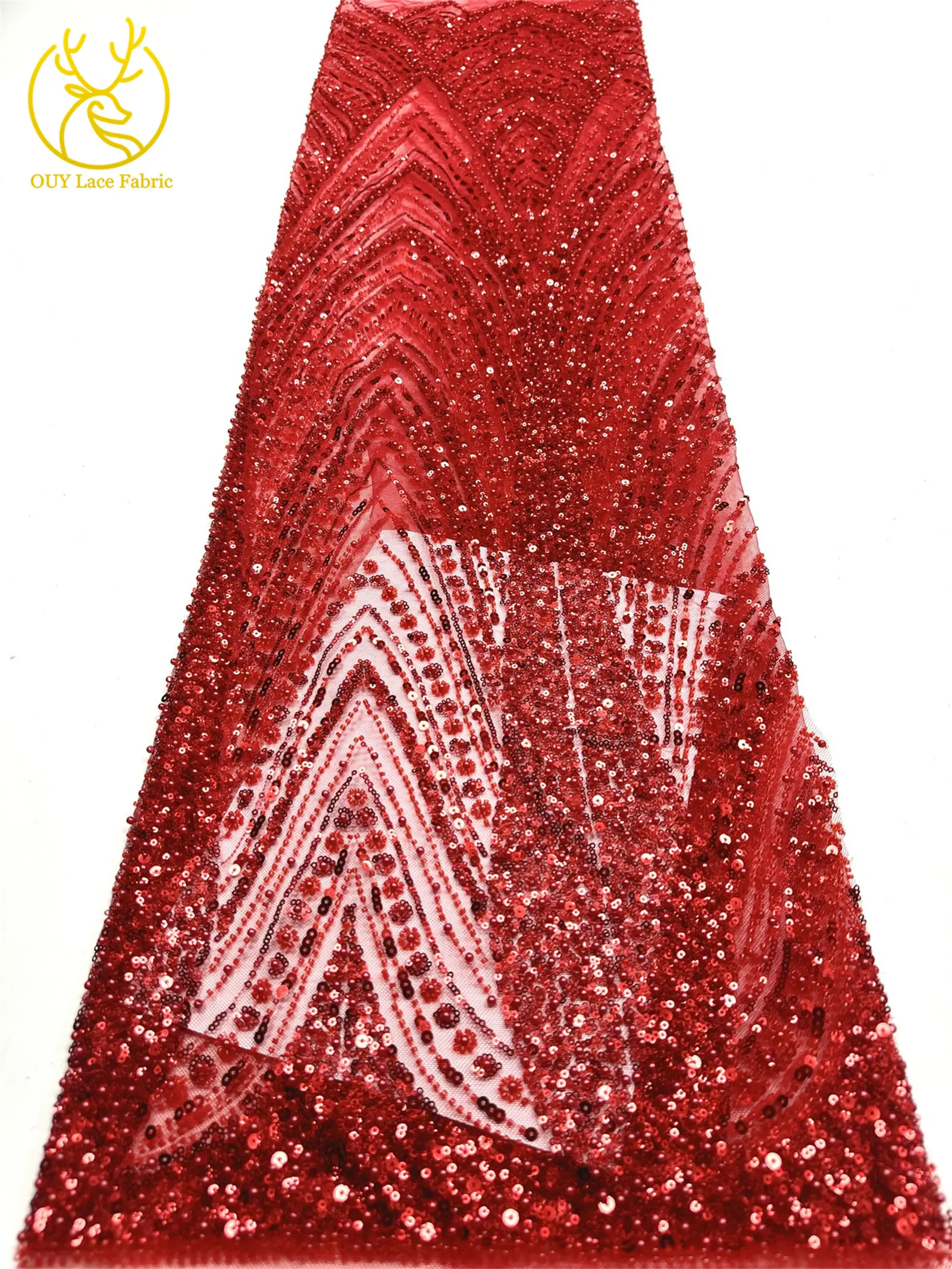 Luxuriöser Goldener Afrikanischer Bräutigam-Spitzenstoff mit Stickerei und Perlen, 5 Meter Französischer Tüll-Spitzenstoff für Nigerianische Hochzeitskleider – Detail 28