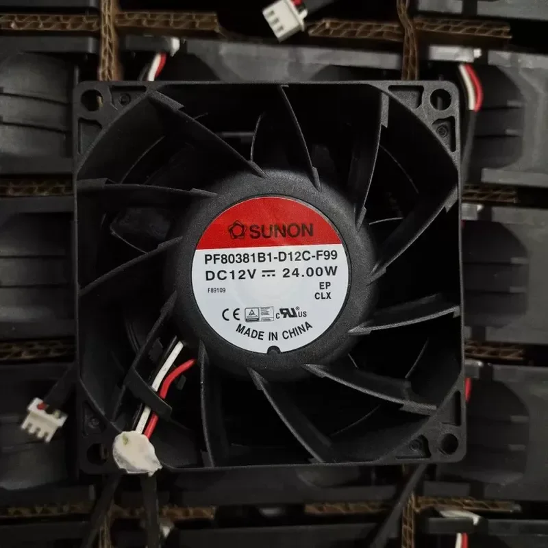 For Jianzhun SUNON 8038 12V 24W PF80381B1-D12C-F99 Three-Wire Switching Fan 8CM