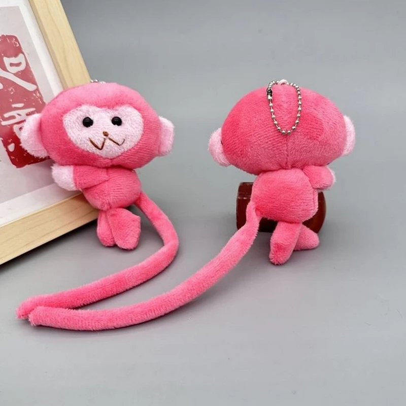 Cartoon Long Tailed Monkey Doll Key Chain Pendant DIY Plush Toy Doll Keychain Backpack Pendant Accessories Gift For Children