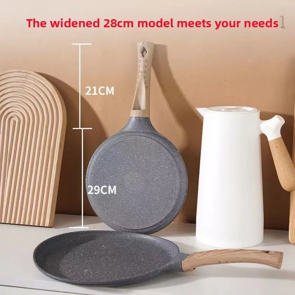 6/8/10in Crepe Pancake Pan Multi-Purpose Wooden Handle Non Stick Frying Pan Cooking Tools Rustproof Omelet Saucepan