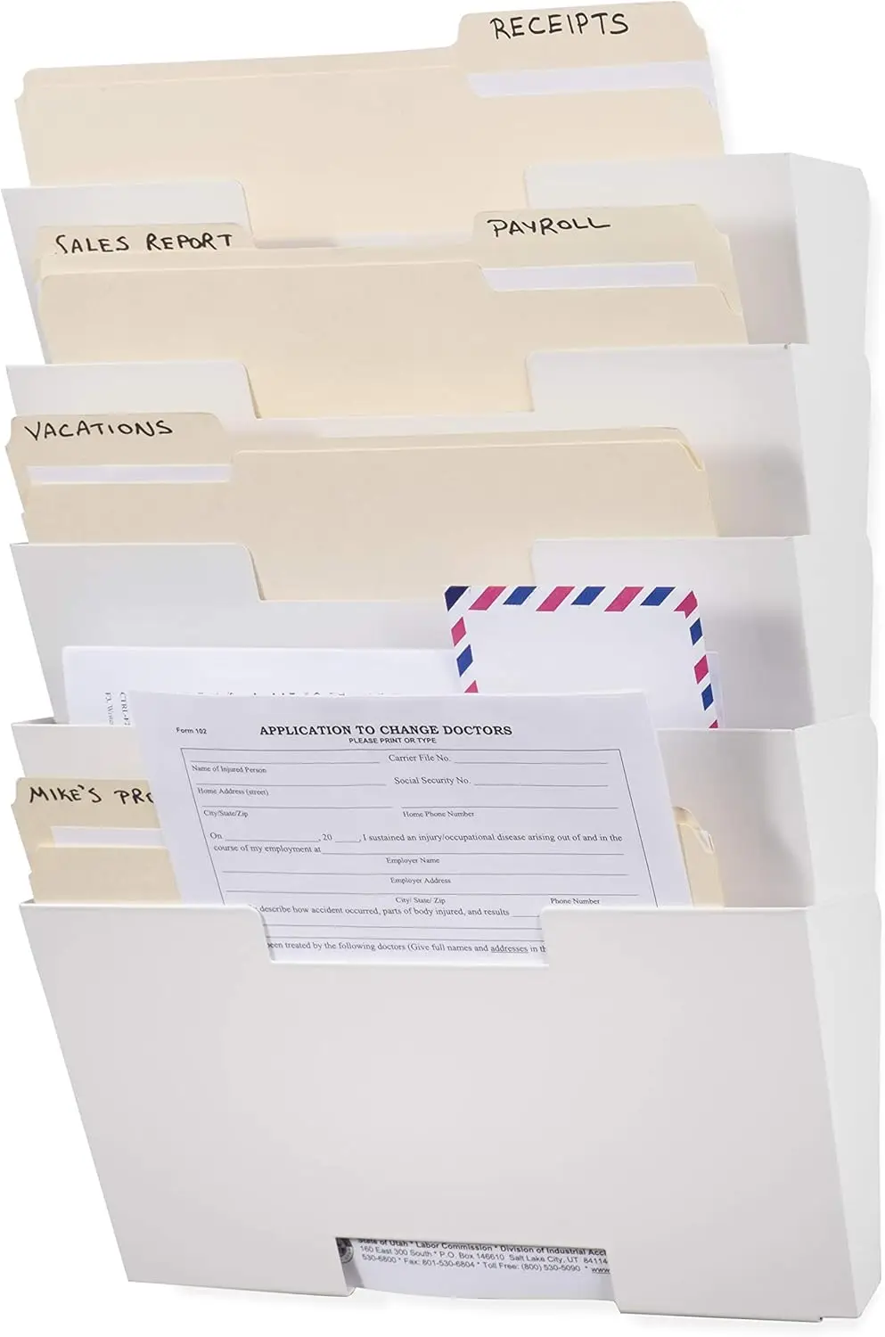 Lisbon Metal Wall File Holder Organizer, Wall Mount File Holder, 5-Tier Office Decor and Magazine Holder, File Folders L