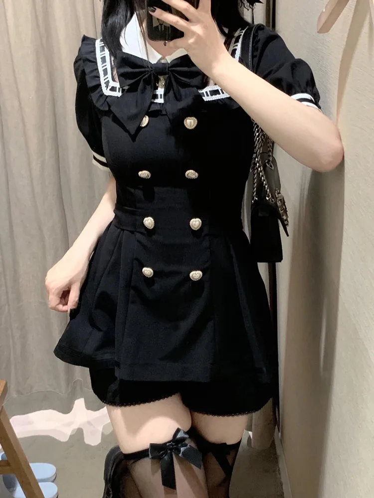 

Korean Sweet Cute Anti-Aging Design Knot Waist-Cinching Top High Waist Slimming Shorts Fashionable Set for Young Women