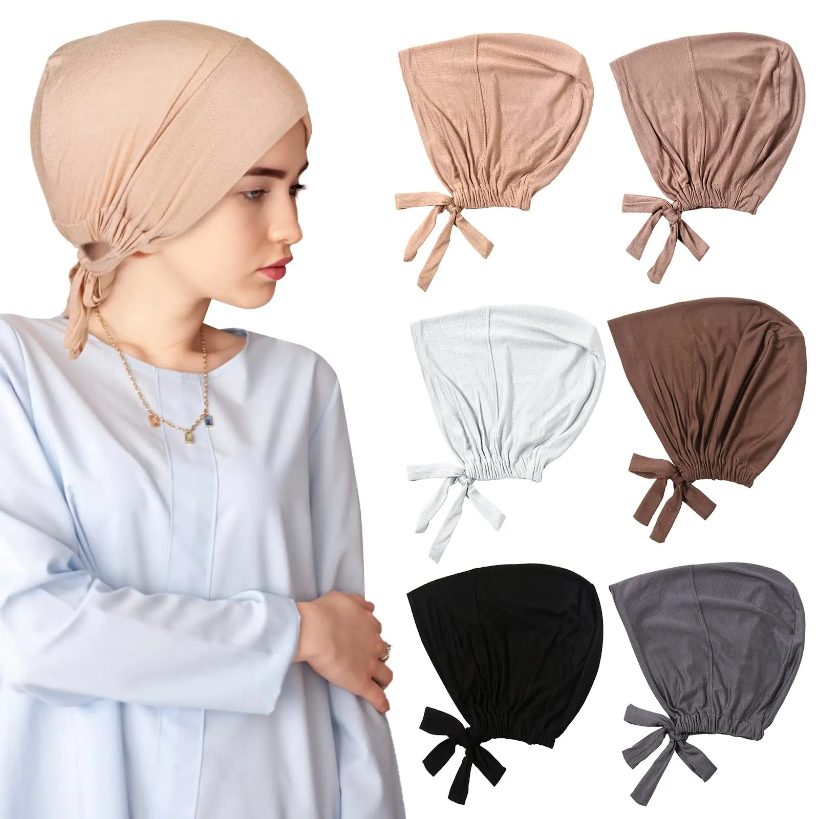 New Soft Modal Muslim Turban Hat Inner Hijab Caps Islamic Underscarf Bonnet India Hats Female Headwrap Turbante Mujer