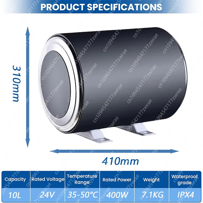 10L 24V RV Electric Water Heater Tank Storage Hot Water for Camper Van Caravan Motorhome Boat Marine Yacht Under Sink