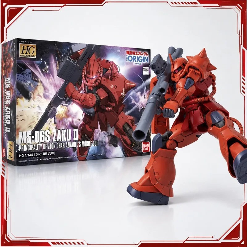 Bandai Original HG 1/144 Gundam The Origin MS 06S Char Aznable Zaku II Red Comet Anime Action Figures Collection Model Kits Toys