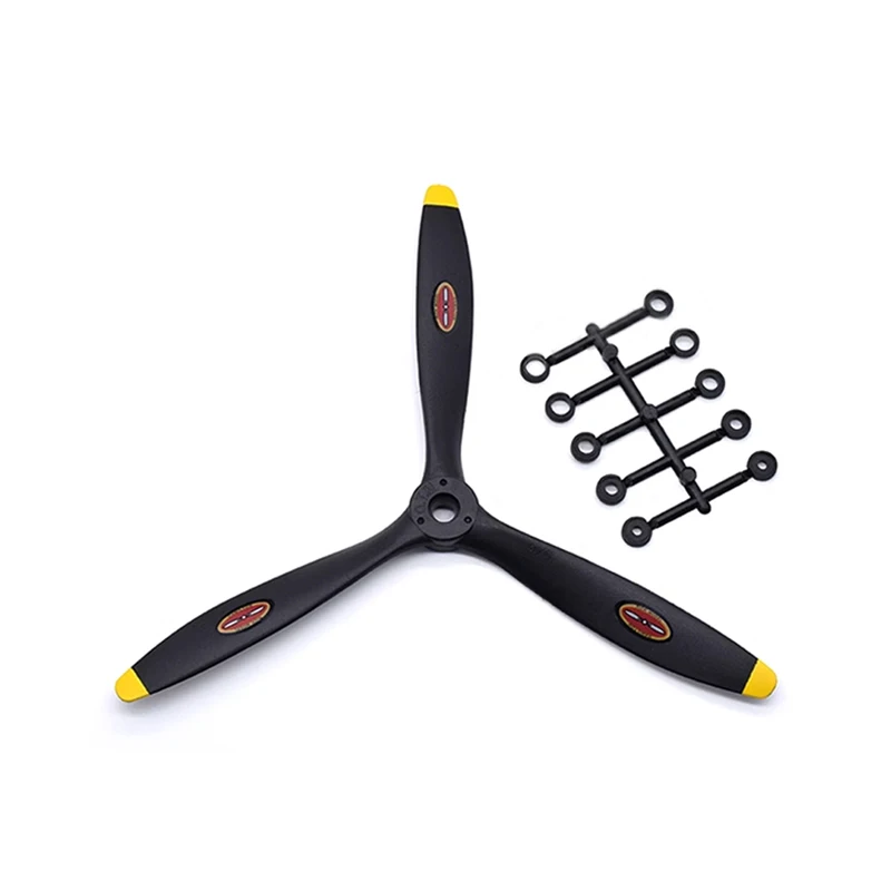SHUAICHI 1 Stück RC Emuliertes Flugzeugmodell 8060 9060 1060 1170 1370 3-Blatt-Propeller aus Kohlenstoff-Nylon für Elektro-/Methanol-Benzinmotoren 4