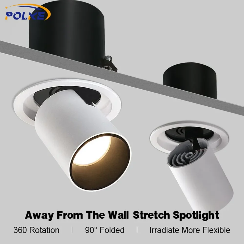 

Retractable LED Downlight360Rotatable Angle 7W10W12W Recessed Ceiling Lamp COB Dimmable Spotlight AC85-265V Shop Display Cabinet