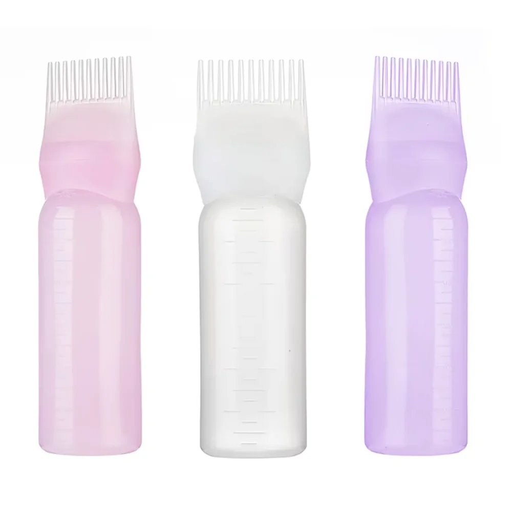 120ml Hair Dye Refillable Bottle Applicator Comb Multicolor Plastic Dispensing Salon Oil Hair Coloring Hairdressing Styling Tool