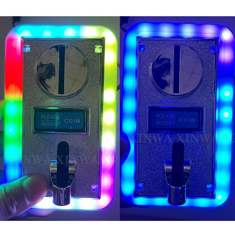 Multi Coin Acceptor With Rotating Colorful Lights Frame Tokens Selector Mechanism For Claw Vending Machine Arcade Pinball Parts