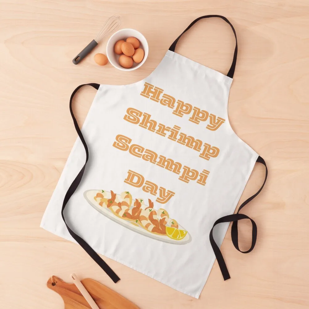 National Shrimp Scampi Day Apron For Kitchen Women Professional Barber barber uniform Apron