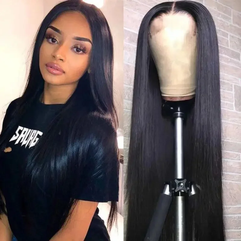 30 38 Inch Straight 200 Density Brazilian Human Hair Wigs For Black Women 13x4 13x6 Hd Straight Lace Frontal Wig Pre plucked