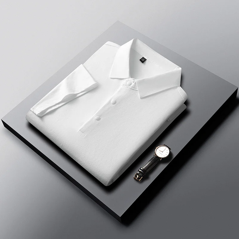 Slim-Fit-Poloshirt mit halber Knopfleiste für Herren, belüftete Seitenpaneele, Business-Meeting, Kurzstreckenreise, Kleidungsstück – Detail 5