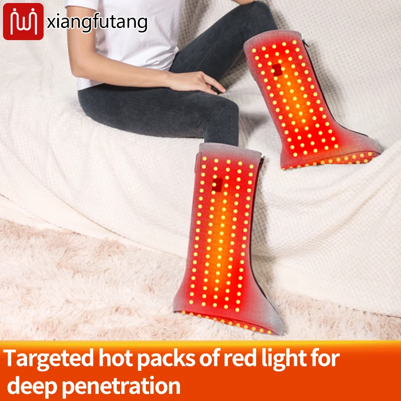 Red Light Heated Foot Calf Boot Wrap Foot 3 Vibration Massager Electric Heated Pad for Feet Ankle Toes Instep Joint Pain Relief
