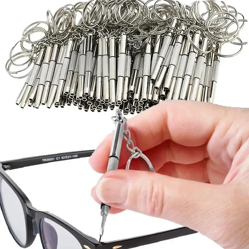 

Steel Glasses Screwdriver Eyeglass Screwdriver Watch Repair Kit with Keychain Portable Hand Tools Precision Screwdriver Tools