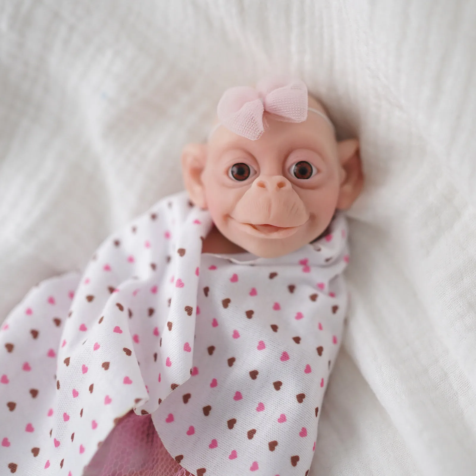 

7" Micro Preemie Full Body Silicone Monkey Baby Doll "Lux"Lifelike Mini Reborn Doll Surprice Children Anti-Stress