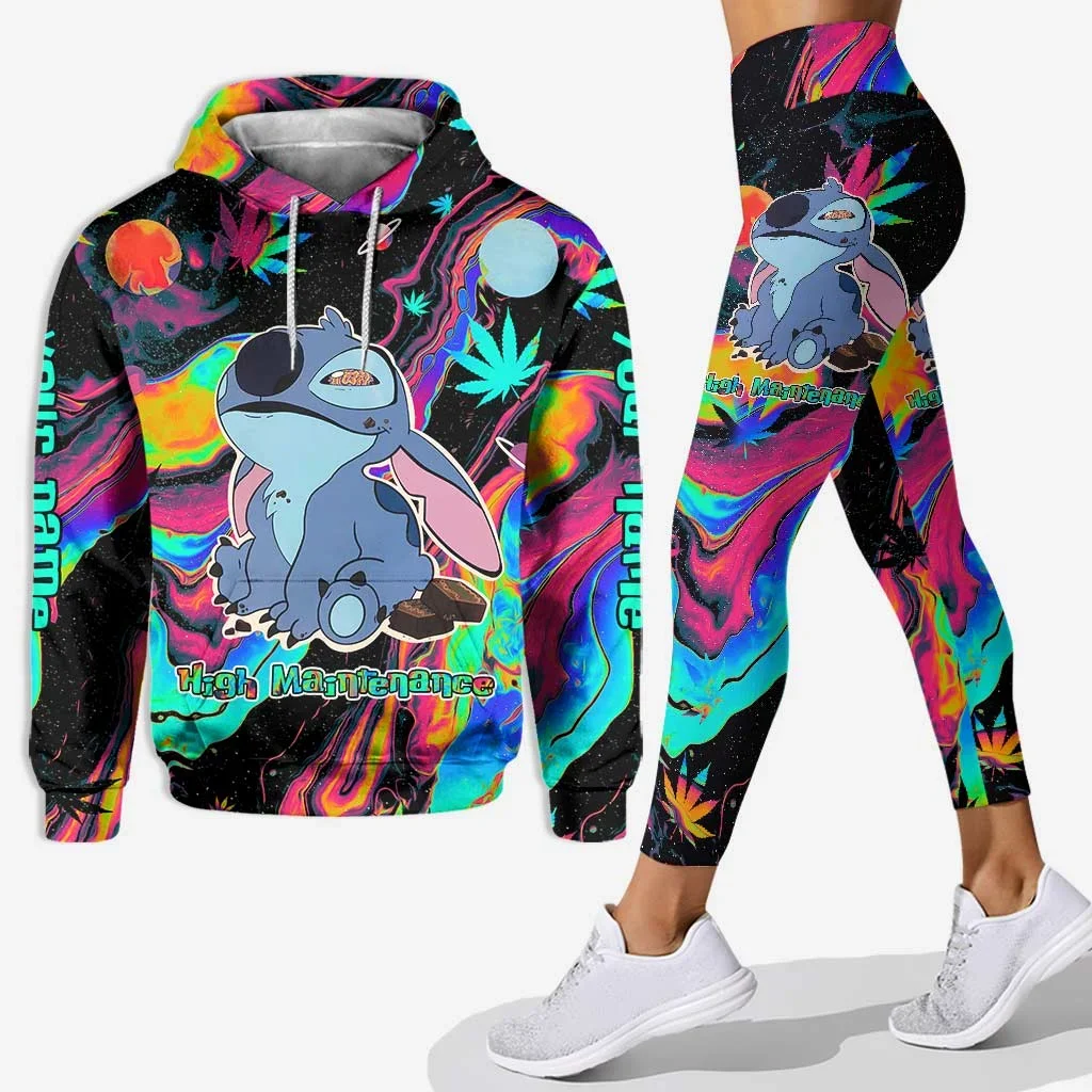 Stitch 3d Hoodie Leggings Pak Dames Hoodie Set Yoga Broek Joggingbroek Vrouwen Disney Yoga Hoodie Legging Mode Trainingspak