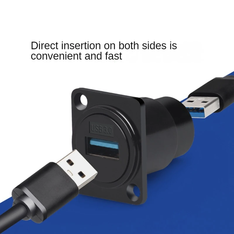 Enchufe USB 3,0 de Metal, conector USB 3,0 hembra a hembra, conector USB 3,0 tipo D, montaje en Panel USB, acoplador de señal sin soldadura